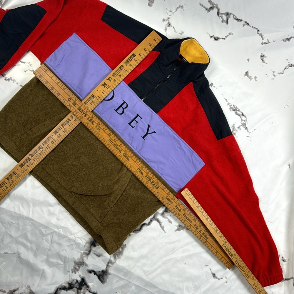 Obey Alpine Polar Anorak Jacket Colorblock Fleece Pullover 1/2 Zip Placket - Picture 10 of 10